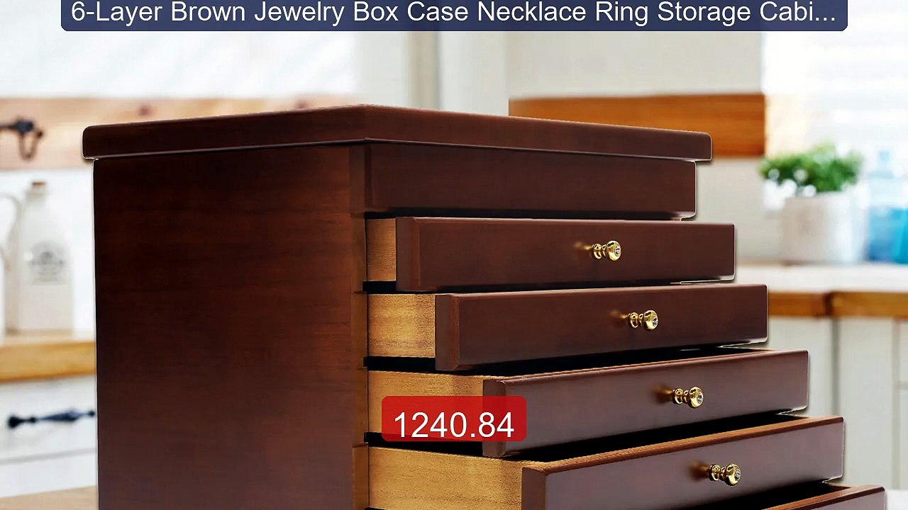 6-Layer Brown Jewelry Box Case Necklace Ring Storage Cabinet O... -- Hot Deal 2026 | Limited Offer!