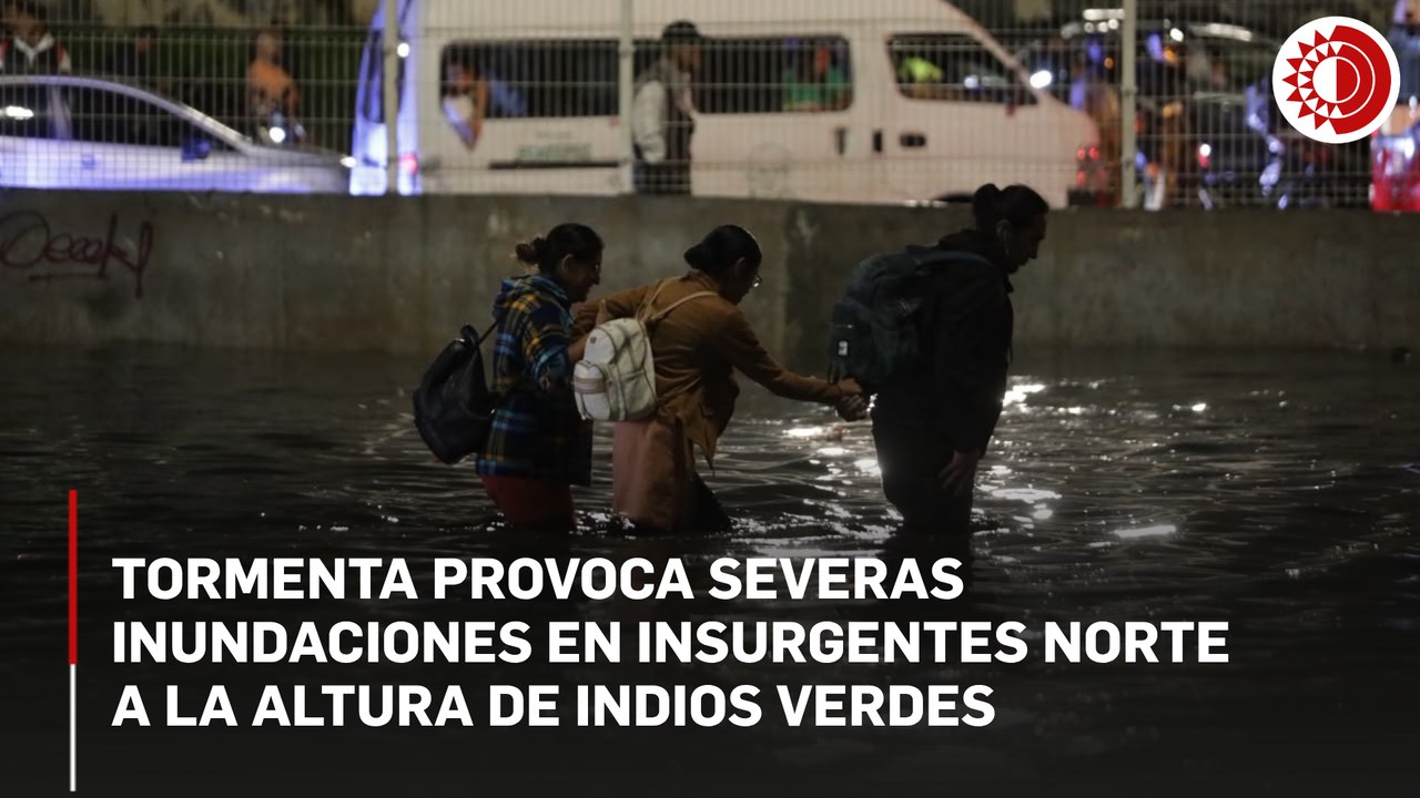 Tormenta provoca severas inundaciones en Insurgentes Norte a la altura de Indios Verdes