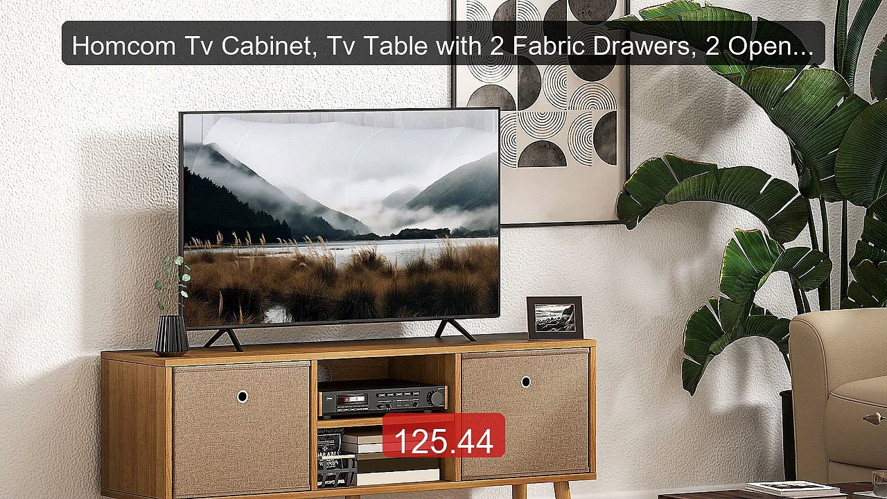 Homcom Tv Cabinet, Tv Table with 2 Fabric Drawers, 2 Open Shelves,... -- Best Deal 2026 | Shop Now!
