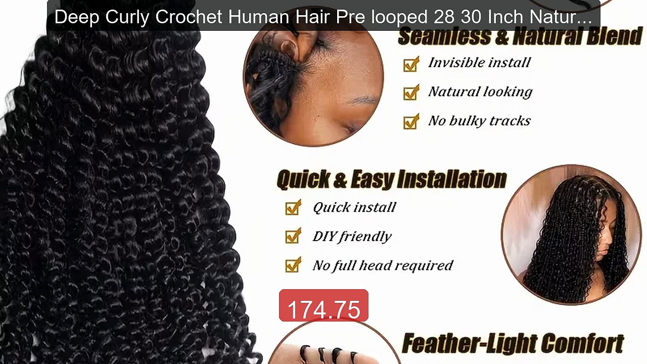 Deep Curly Crochet Human Hair Pre looped 28 30 Inch Natural Color ... -- Best Deal 2026 | Shop Now!
