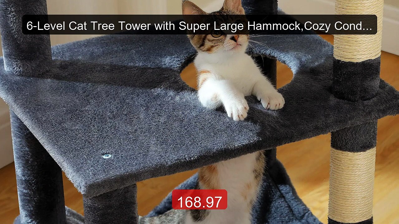 6-Level Cat Tree Tower with Super Large Hammock,Cozy Condo, Anti-ti... -- Top Rated 2026 | Buy Now!