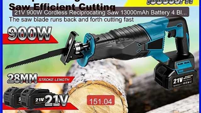 21V 900W Cordless Reciprocating Saw 13000mAh Battery 4 Blades for M... Top Rated 2026 | Buy Now!
