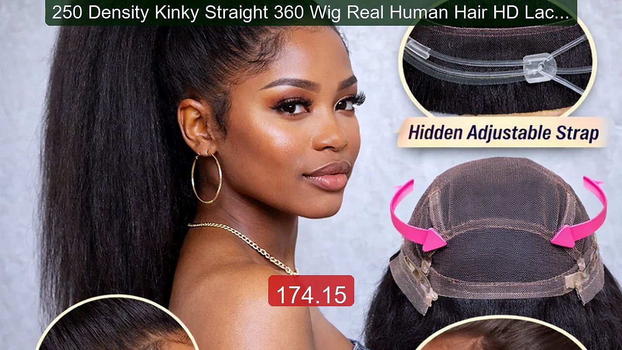 250 Density Kinky Straight 360 Wig Real Human Hair HD Lace In... -- Amazing Value 2026 | Must Have!