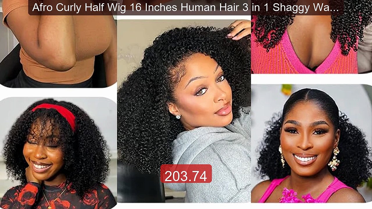 Afro Curly Half Wig 16 Inches Human Hair 3 in 1 Shaggy Waves F... -- Best Buy 2026 | Great Quality!