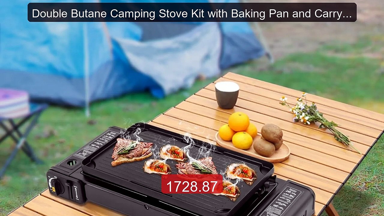 Double Butane Camping Stove Kit with Baking Pan and Carrying C... -- Best Buy 2026 | Great Quality!