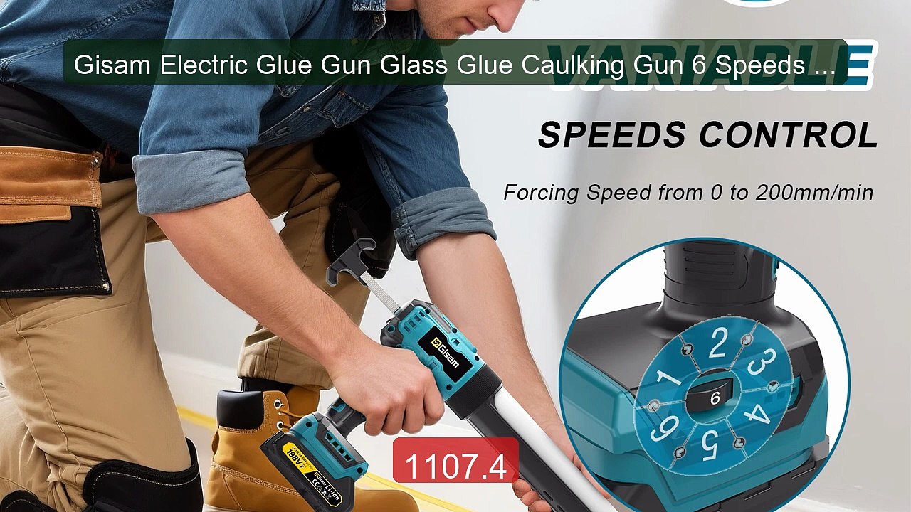Gisam Electric Glue Gun Glass Glue Caulking Gun 6 Speeds Wirel... -- Best Buy 2026 | Great Quality!