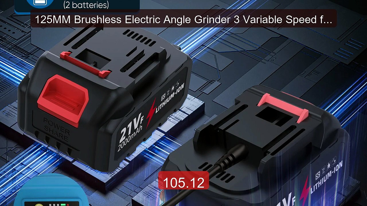 125MM Brushless Electric Angle Grinder 3 Variab...