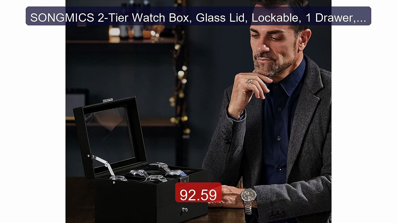 SONGMICS 2-Tier Watch Box, Glass Lid, Lockable, 1 Drawer, Ring... -- Hot Deal 2026 | Limited Offer!