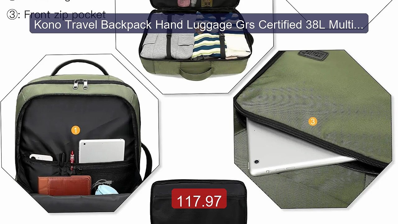 Kono Travel Backpack Hand Luggage Grs Certified 38L Multifu... -- Top Pick 2026 | Unbeatable Price!
