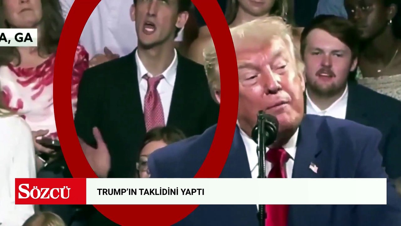 Trump konuşurken onun arkasıda taklidini yaptı