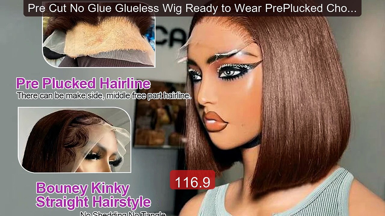 Pre Cut No Glue Glueless Wig Ready to Wear PrePlucked Chocolat... -- Hot Deal 2026 | Limited Offer!