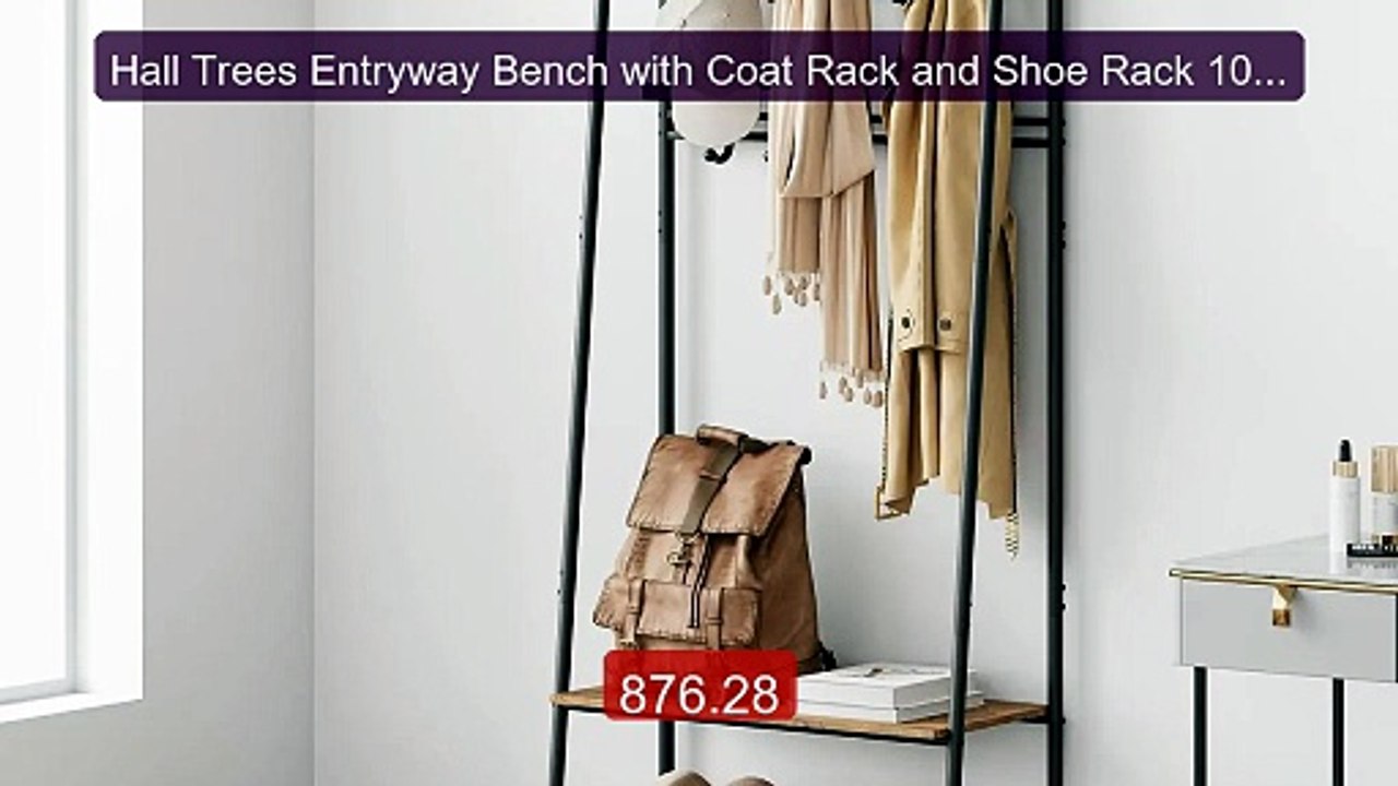 Hall Trees Entryway Bench with Coat Rack and Shoe Rack 10 Hooks Wo... -- Best Deal 2026 | Shop Now!
