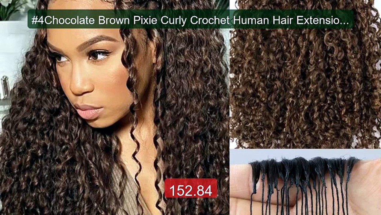#4Chocolate Brown Pixie Curly Crochet Human Hair Extension In... -- Amazing Value 2026 | Must Have!