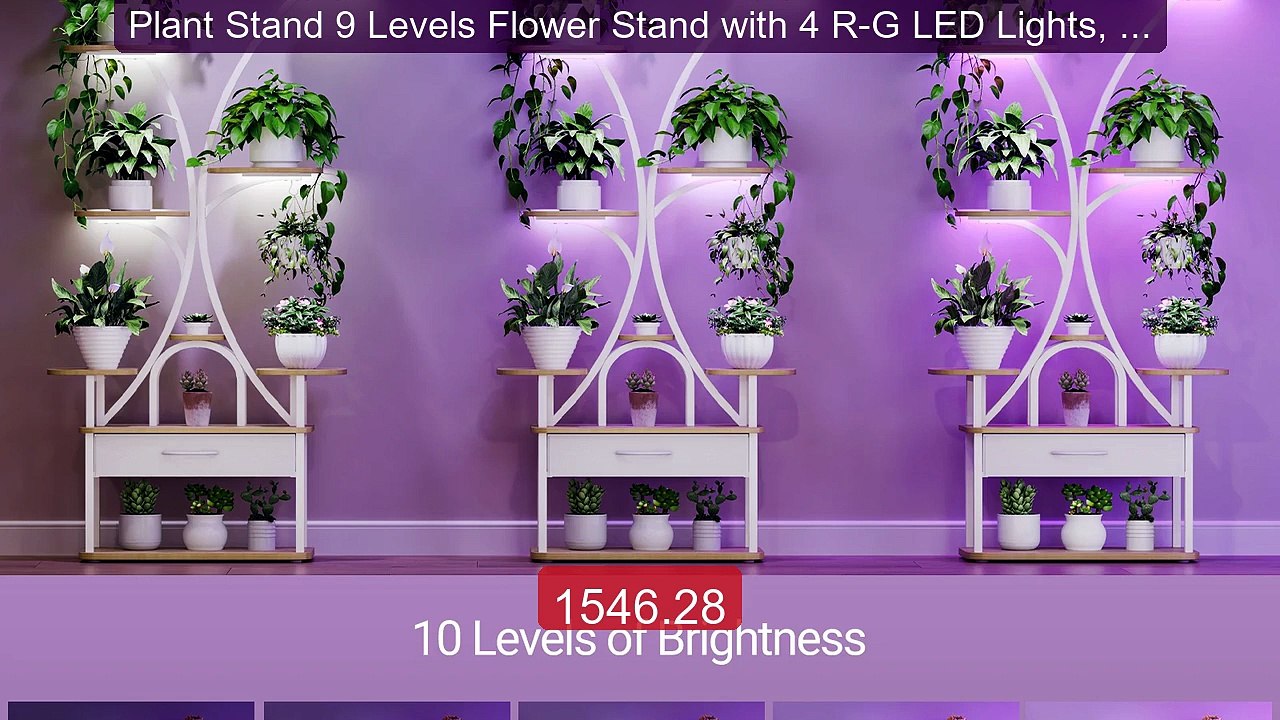 Plant Stand 9 Levels Flower Stand with 4 R-G LED Lights, Adjustabl... -- Best Deal 2026 | Shop Now!