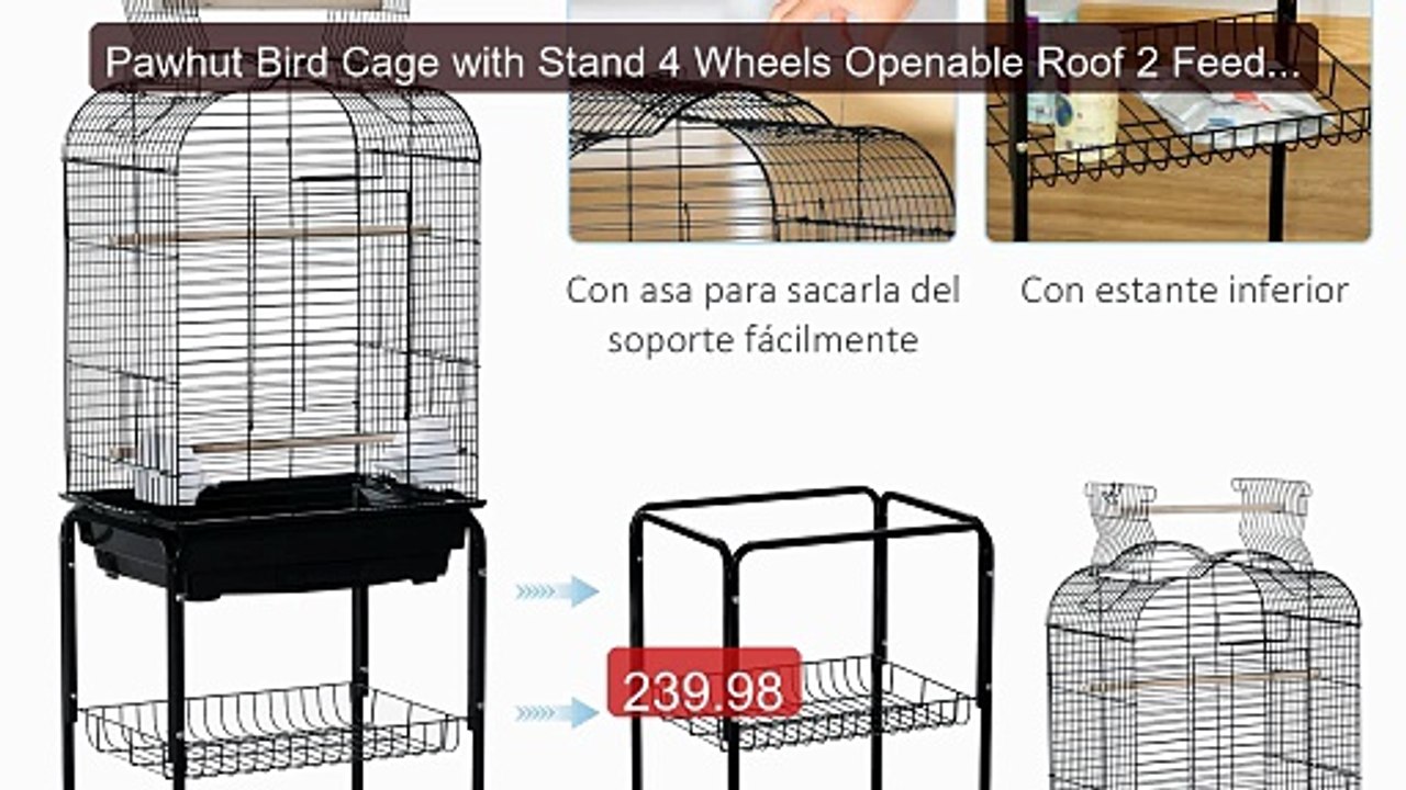 Pawhut Bird Cage with Stand 4 Wheels Openable Roof 2 Feeders Shelf -- Top Rated 2026 | Buy Now!