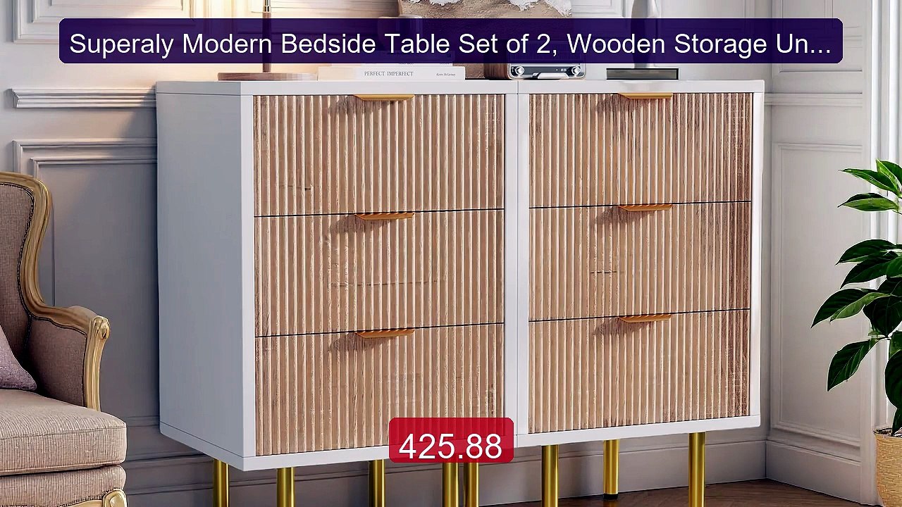 Superaly Modern Bedside Table Set of 2, Wooden Storage Units with ... -- Best Deal 2026 | Shop Now!