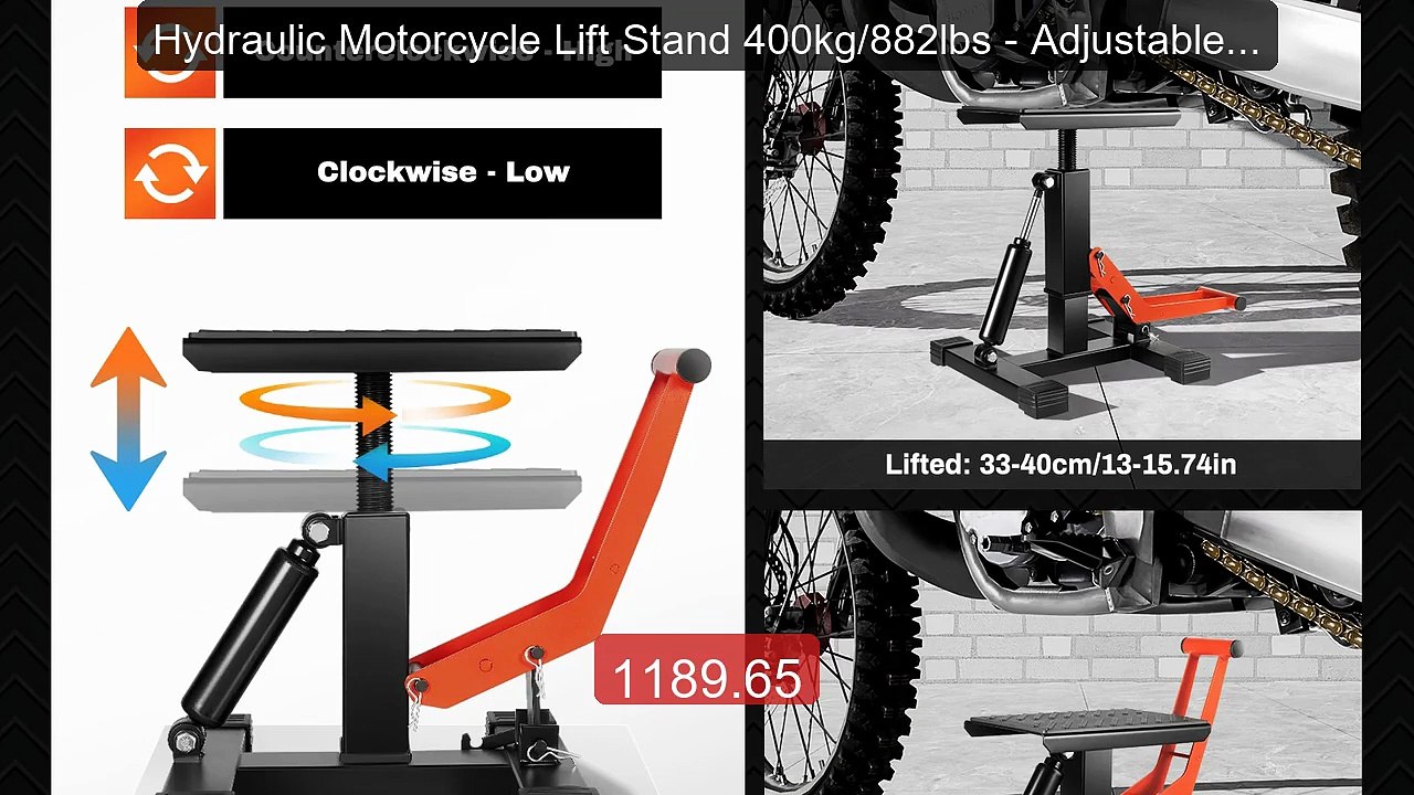 Hydraulic Motorcycle Lift Stand 400kg/882lbs - Adjustable Heig... -- Hot Deal 2026 | Limited Offer!