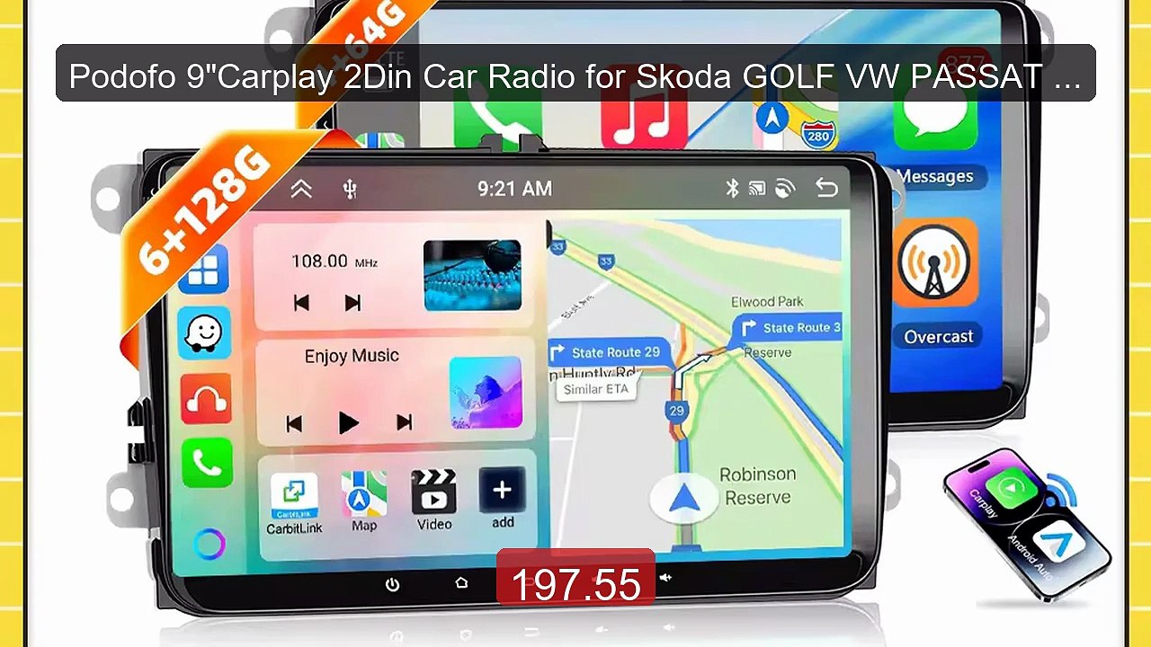 Podofo 9"Carplay 2Din Car Radio for Skoda GOLF VW PASSAT B6 M... -- Amazing Value 2026 | Must Have!