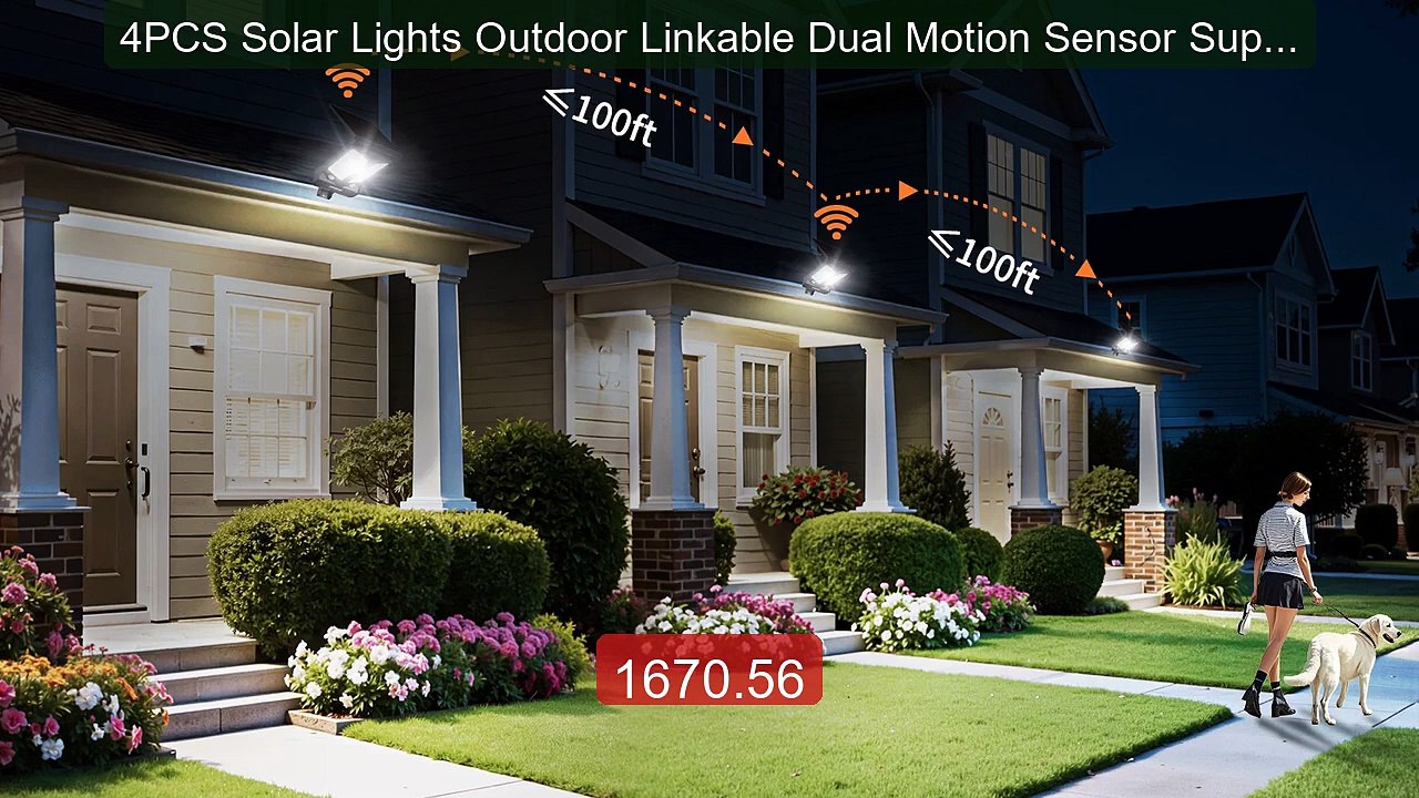 4PCS Solar Lights Outdoor Linkable Dual Motion Sensor Super B... -- Amazing Value 2026 | Must Have!