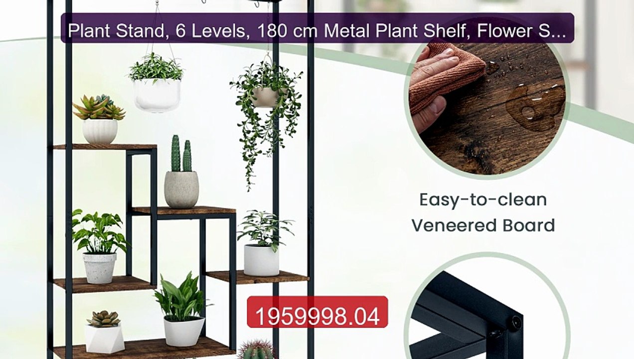 Plant Stand, 6 Levels, 180 cm Metal Plant Shelf...