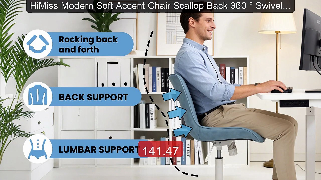 HiMiss Modern Soft Accent Chair Scallop Back 360 ° Swivel Uph... -- Amazing Value 2026 | Must Have!
