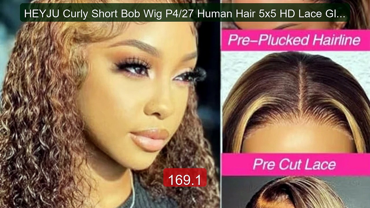 HEYJU Curly Short Bob Wig P4/27 Human Hair 5x5 HD Lace Glueless Pr... -- Best Deal 2026 | Shop Now!