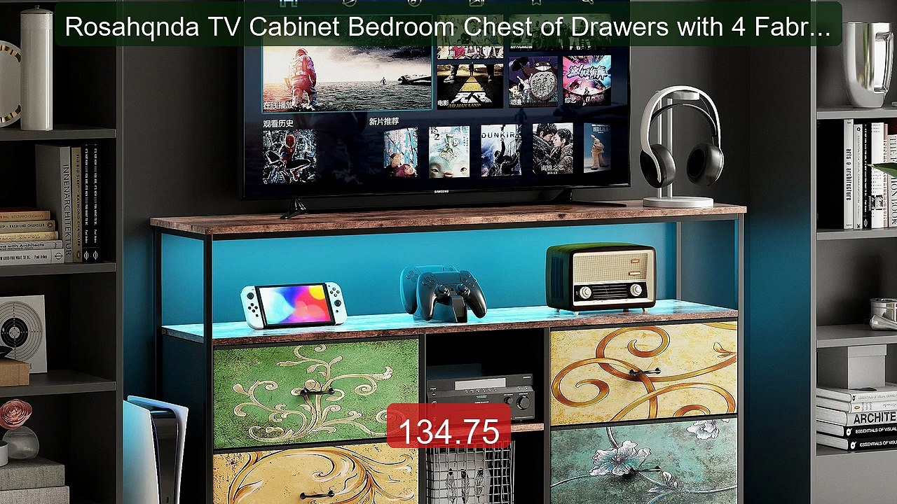 Rosahqnda TV Cabinet Bedroom Chest of Drawers with 4 Fabric Dr... -- Hot Deal 2026 | Limited Offer!