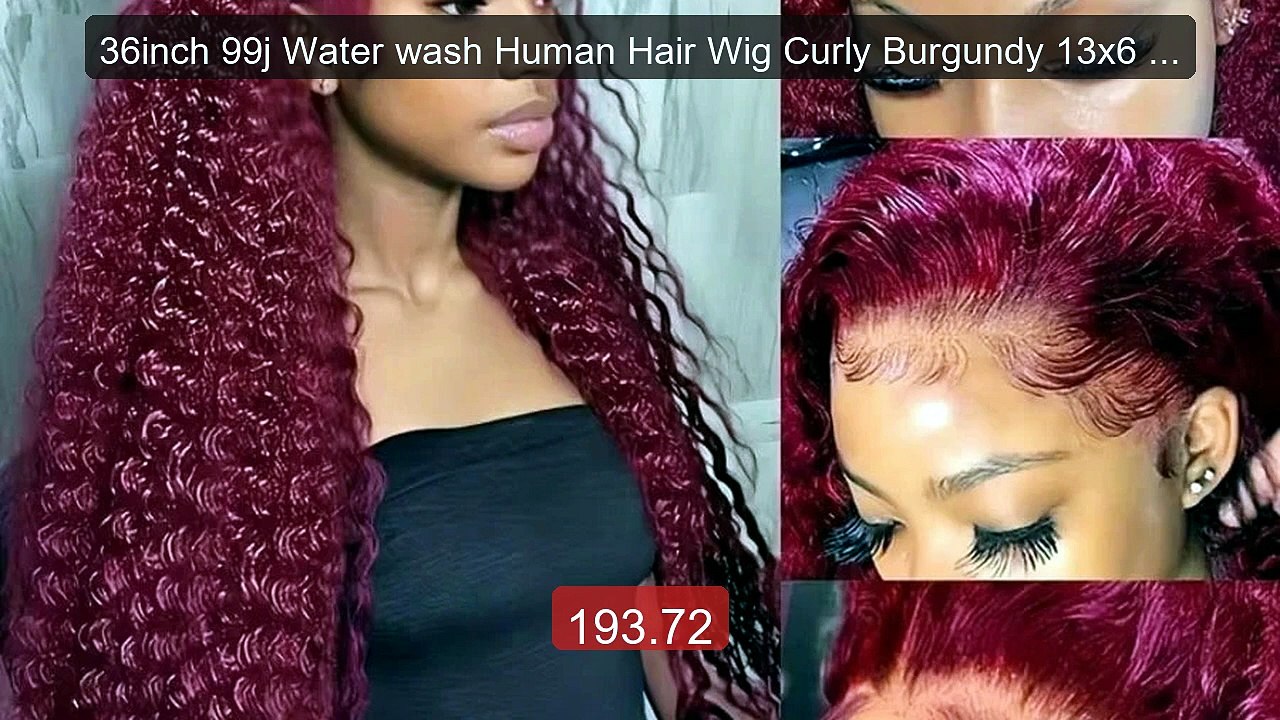 36inch 99j Water wash Human Hair Wig Curly Burgundy 13x6 Hd... -- Top Pick 2026 | Unbeatable Price!