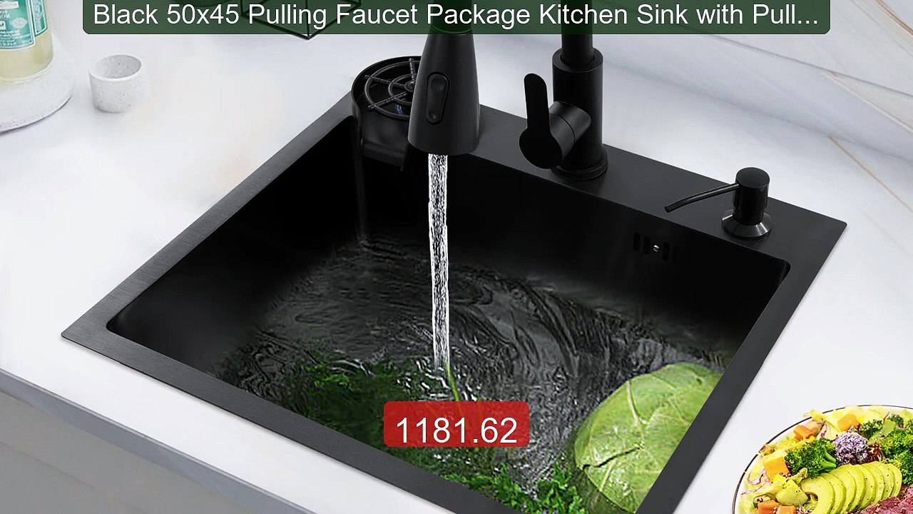 Black 50x45 Pulling Faucet Package Kitchen Sink with Pull-Out ... -- Hot Deal 2026 | Limited Offer!