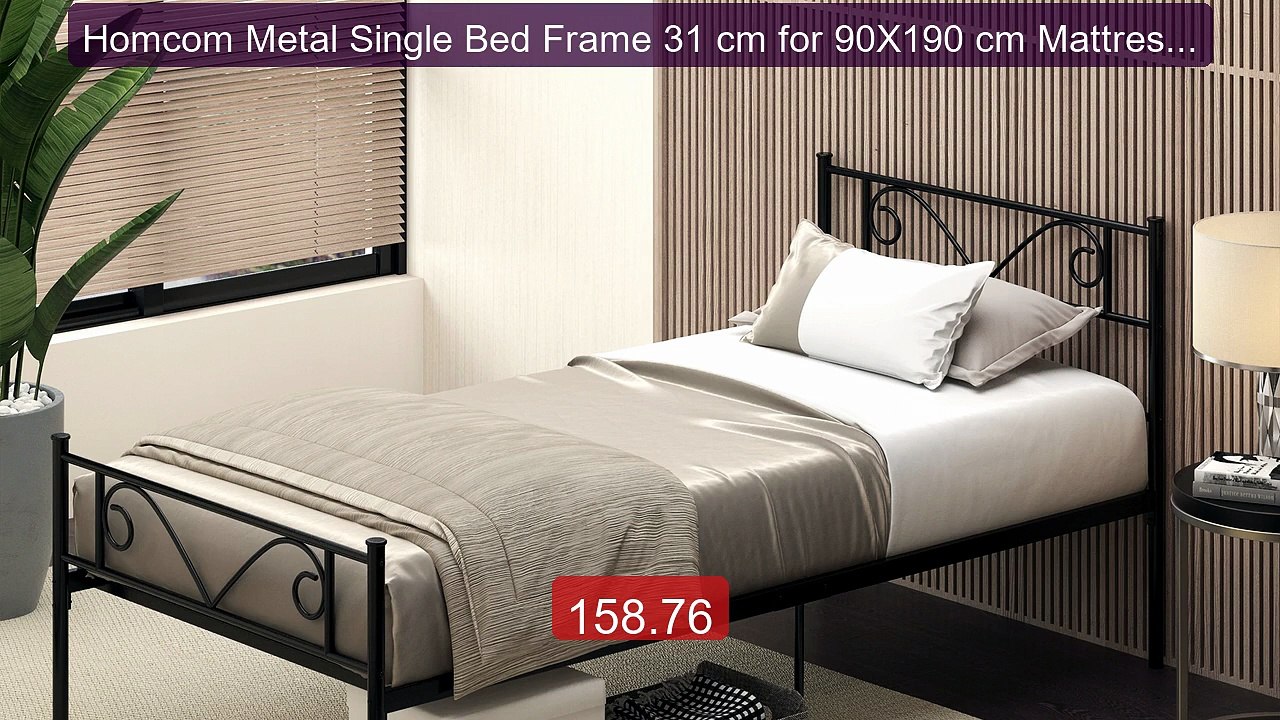 Homcom Metal Single Bed Frame 31 cm for 90X190 cm Mattress wit... -- Hot Deal 2026 | Limited Offer!