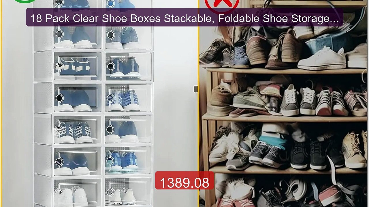 18 Pack Clear Shoe Boxes Stackable, Foldable Shoe Storage Orga... -- Best Buy 2026 | Great Quality!