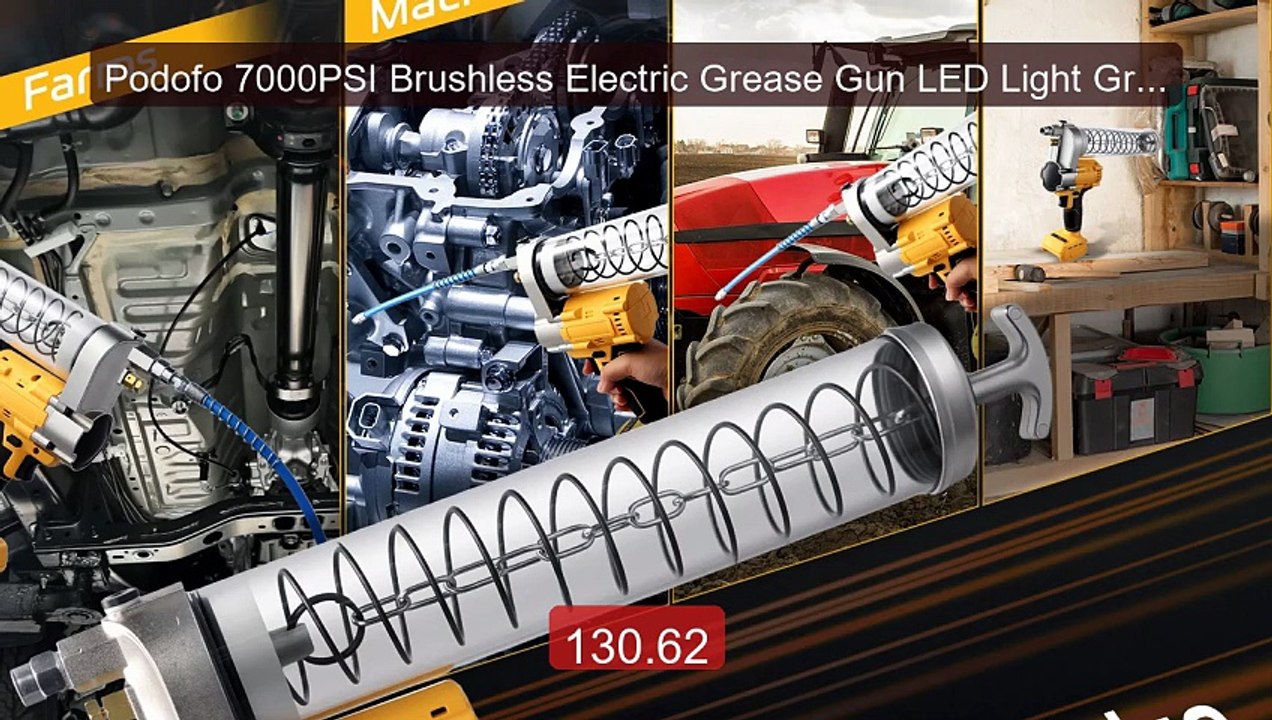 Podofo 7000PSI Brushless Electric Grease Gun LED Light Grease ... -- Best Buy 2026 | Great Quality!