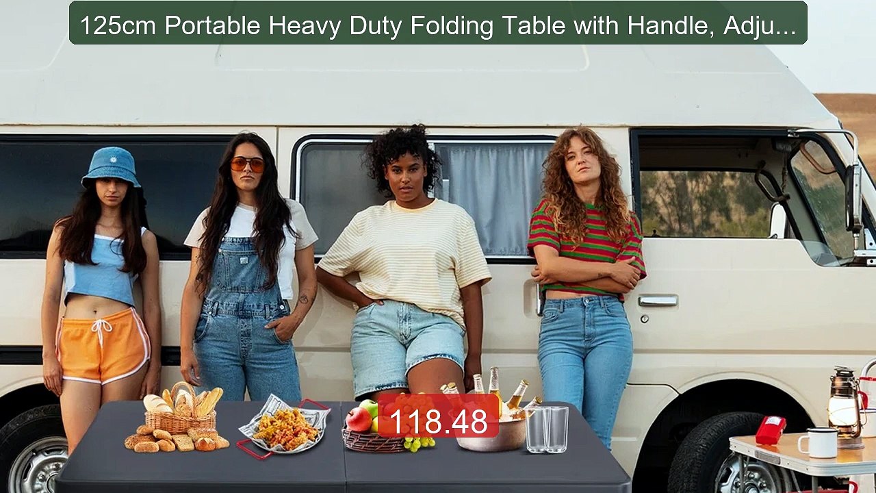 125cm Portable Heavy Duty Folding Table with Handle, Adjustabl... -- Best Buy 2026 | Great Quality!