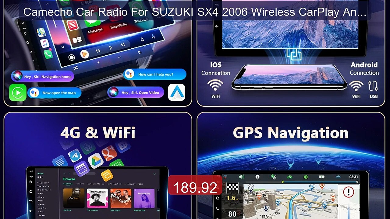 Camecho Car Radio For SUZUKI SX4 2006 Wireless CarPlay Andr... -- Top Pick 2026 | Unbeatable Price!