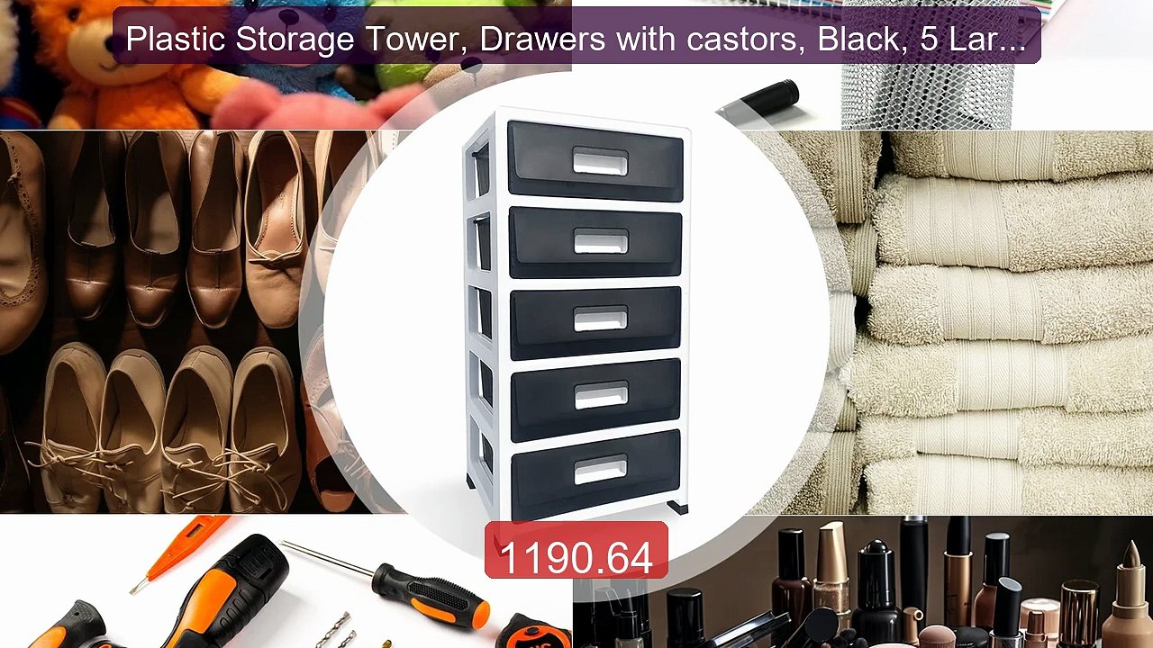 Plastic Storage Tower, Drawers with castors, Black, 5 Large... -- Top Pick 2026 | Unbeatable Price!