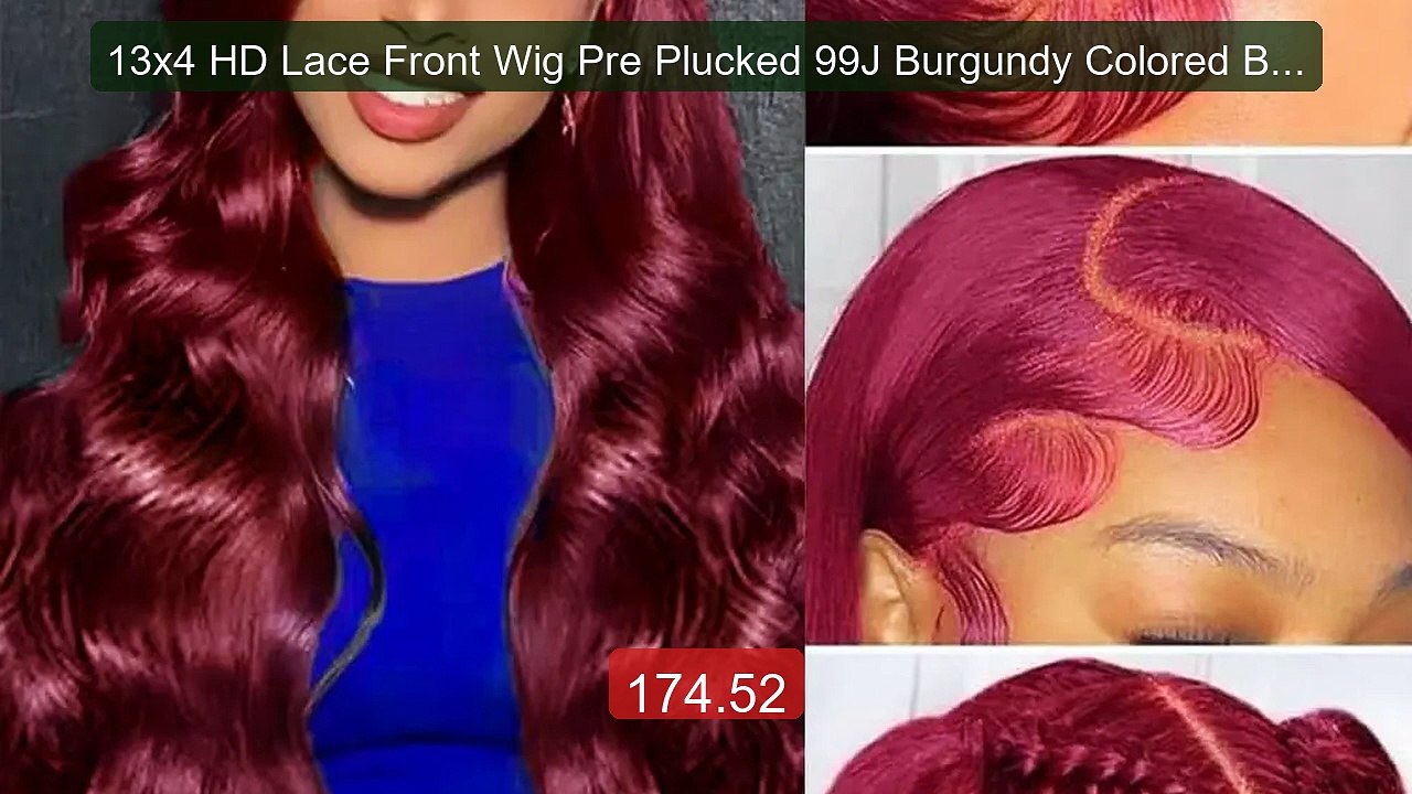 13x4 HD Lace Front Wig Pre Plucked 99J Burgundy Colored Body Wave H... -- Top Rated 2026 | Buy Now!