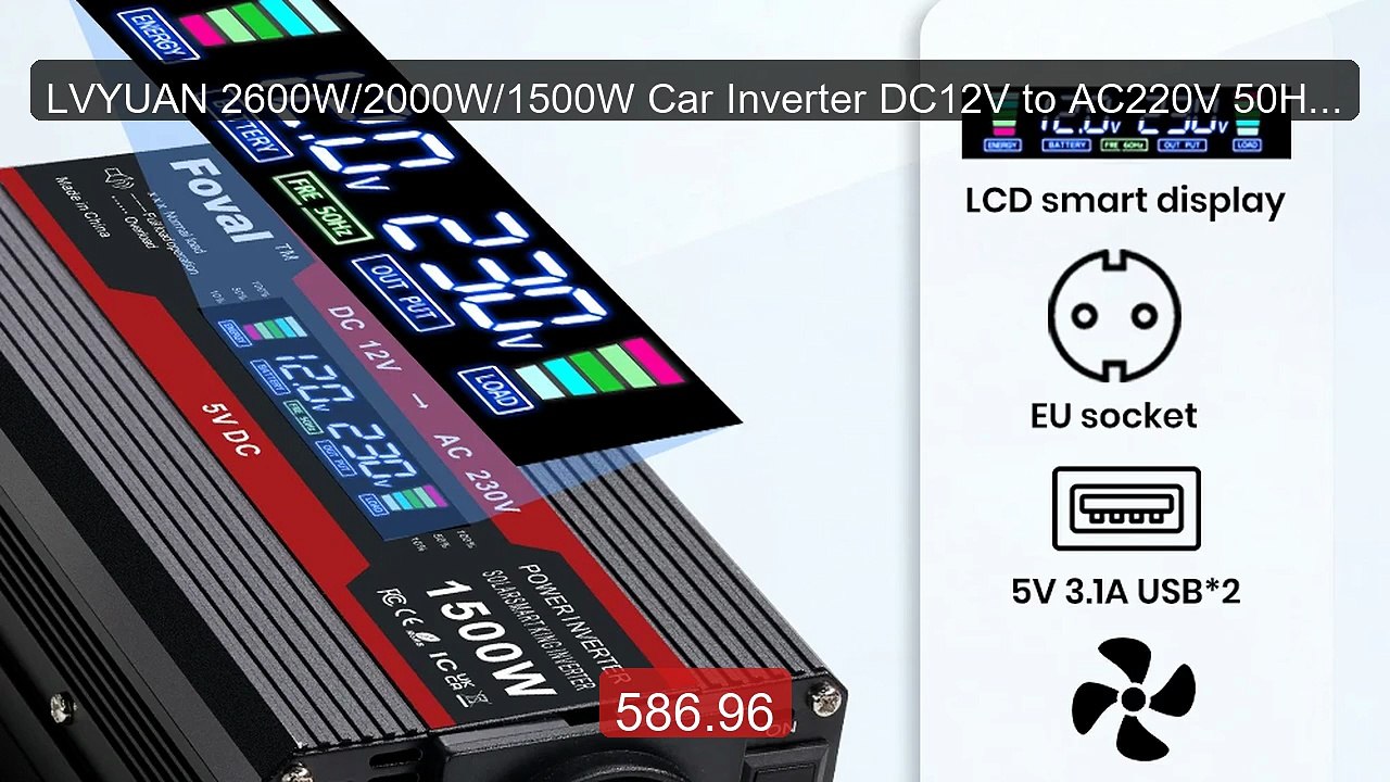 LVYUAN 2600W/2000W/1500W Car Inverter DC12V to AC220V 50Hz Modified... -- Top Rated 2026 | Buy Now!