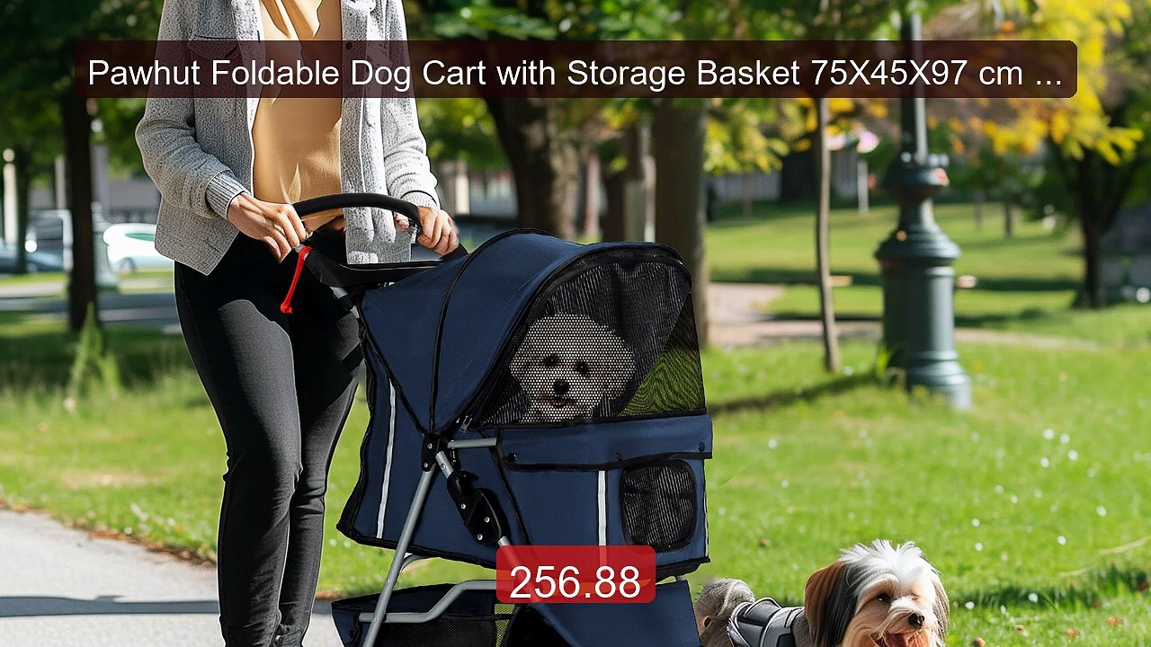 Pawhut Foldable Dog Cart with Storage Basket 75X45X97 cm Blue -- Best Deal 2026 | Shop Now!