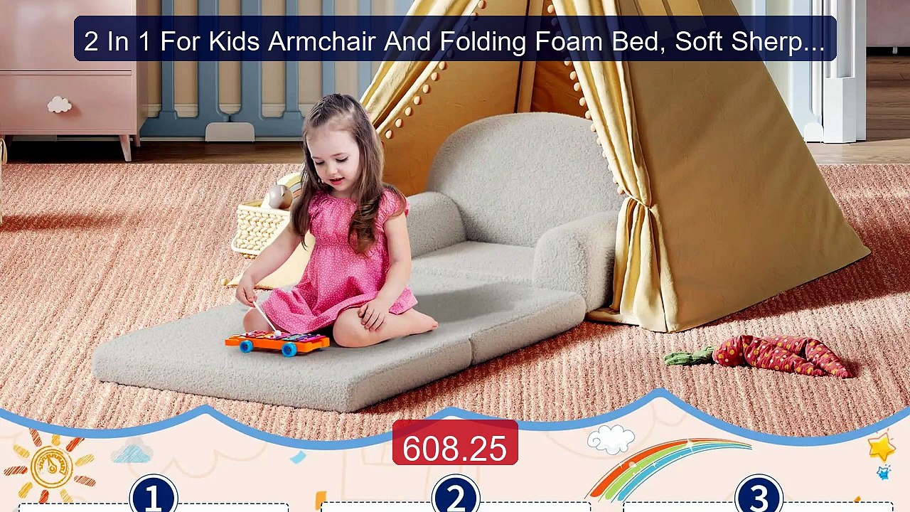 2 In 1 For Kids Armchair And Folding Foam Bed, Soft Sherpa Fabric, ... -- Top Rated 2026 | Buy Now!