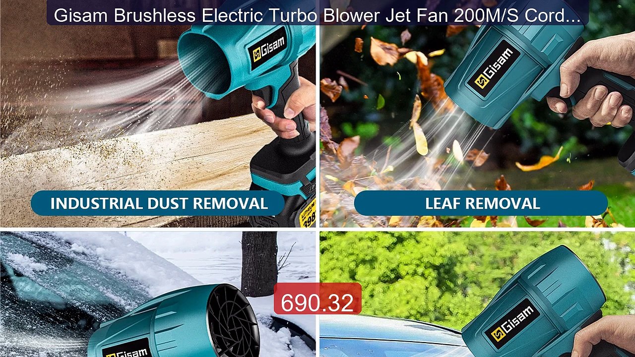Gisam Brushless Electric Turbo Blower Jet Fan 200M/S Cordelss Leaf ... -- Top Rated 2026 | Buy Now!