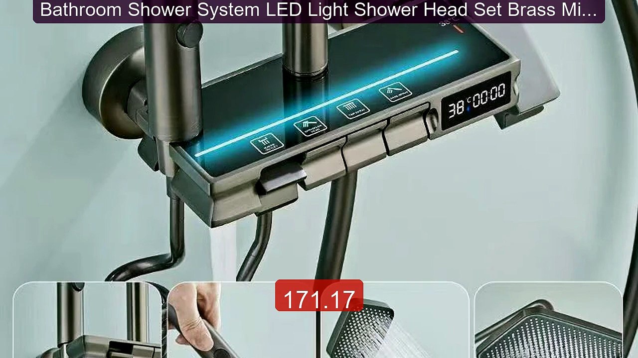 Bathroom Shower System LED Light Shower Head Set Brass Mirror ... -- Best Buy 2026 | Great Quality!