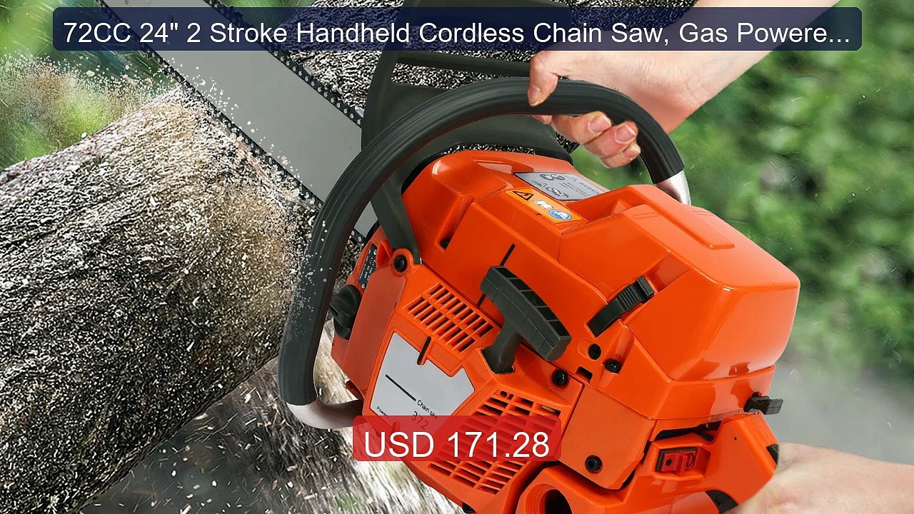 72CC 24" 2 Stroke Handheld Cordless Chain Saw, Gas Powered ... -- Top Pick 2026 | Unbeatable Price!