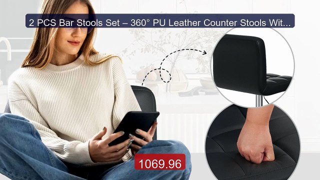 2 PCS Bar Stools Set – 360° PU Leather Counter Stools With Footrest... Top Rated 2026 | Buy Now!