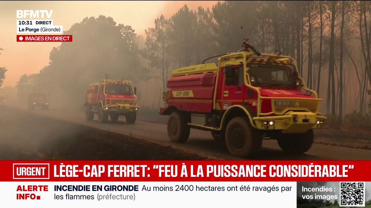 Les pompiers forment une "ligne d'appui" pour éviter que le feu ne se propage au Cap Ferret