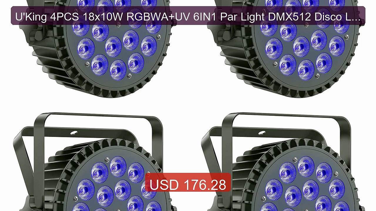 U'King 4PCS 18x10W RGBWA+UV 6IN1 Par Light DMX512 Disco Light Stro... -- Best Deal 2026 | Shop Now!