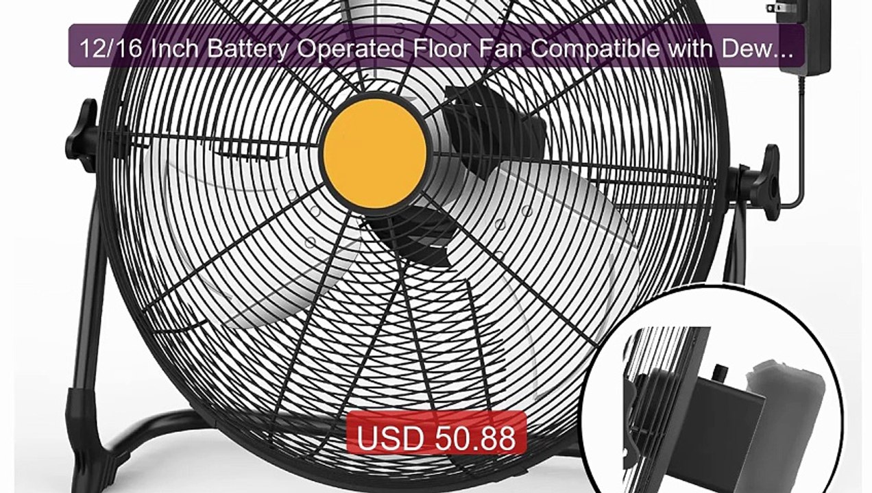 12/16 Inch Battery Operated Floor Fan Compatible with Dewalt 2... -- Hot Deal 2026 | Limited Offer!