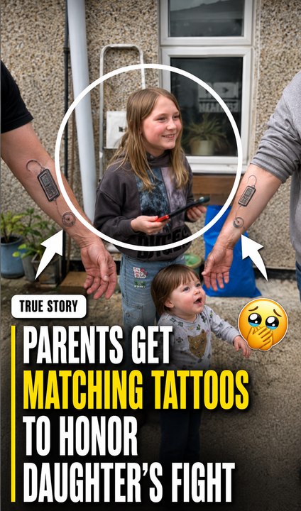 The parents melt hearts when they reveal tattoos matching their daughter's devices