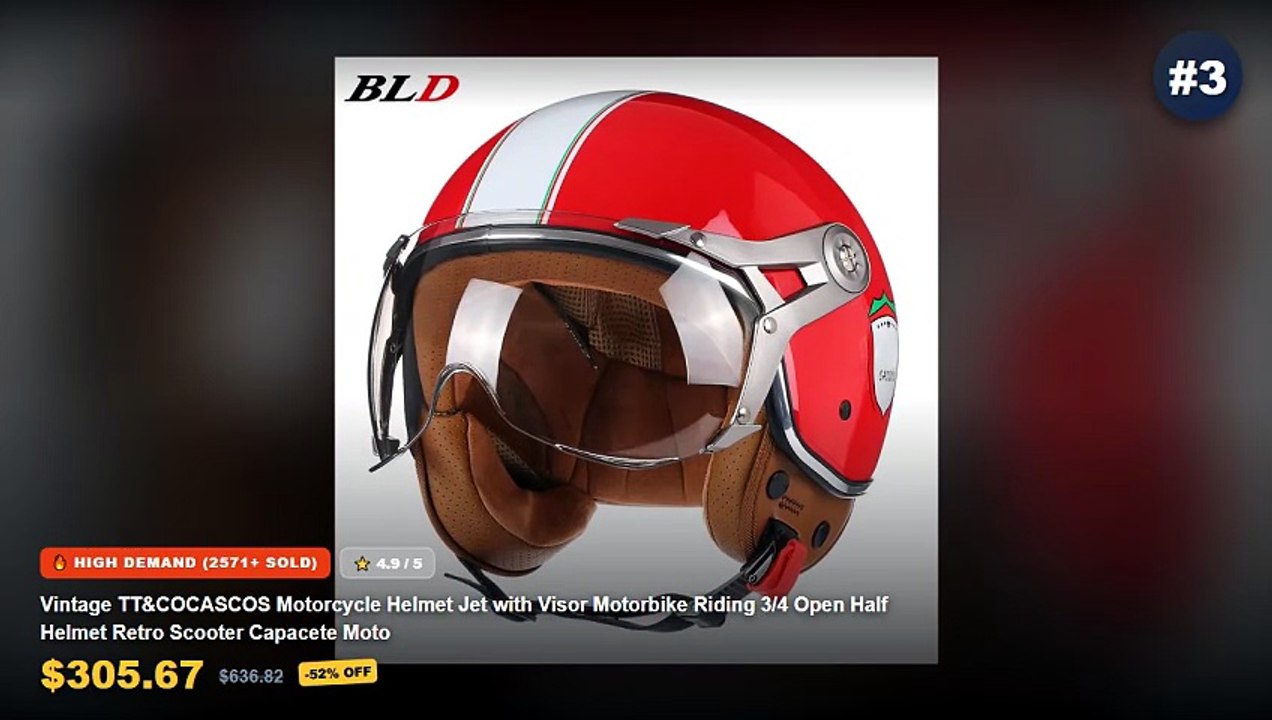 Retro Helmet Visor: Top 5 Best Sellers - Uchoose Fit All Vintage Retro Open Face Half Helmet Motorcycle Helmet Bubble Sh...