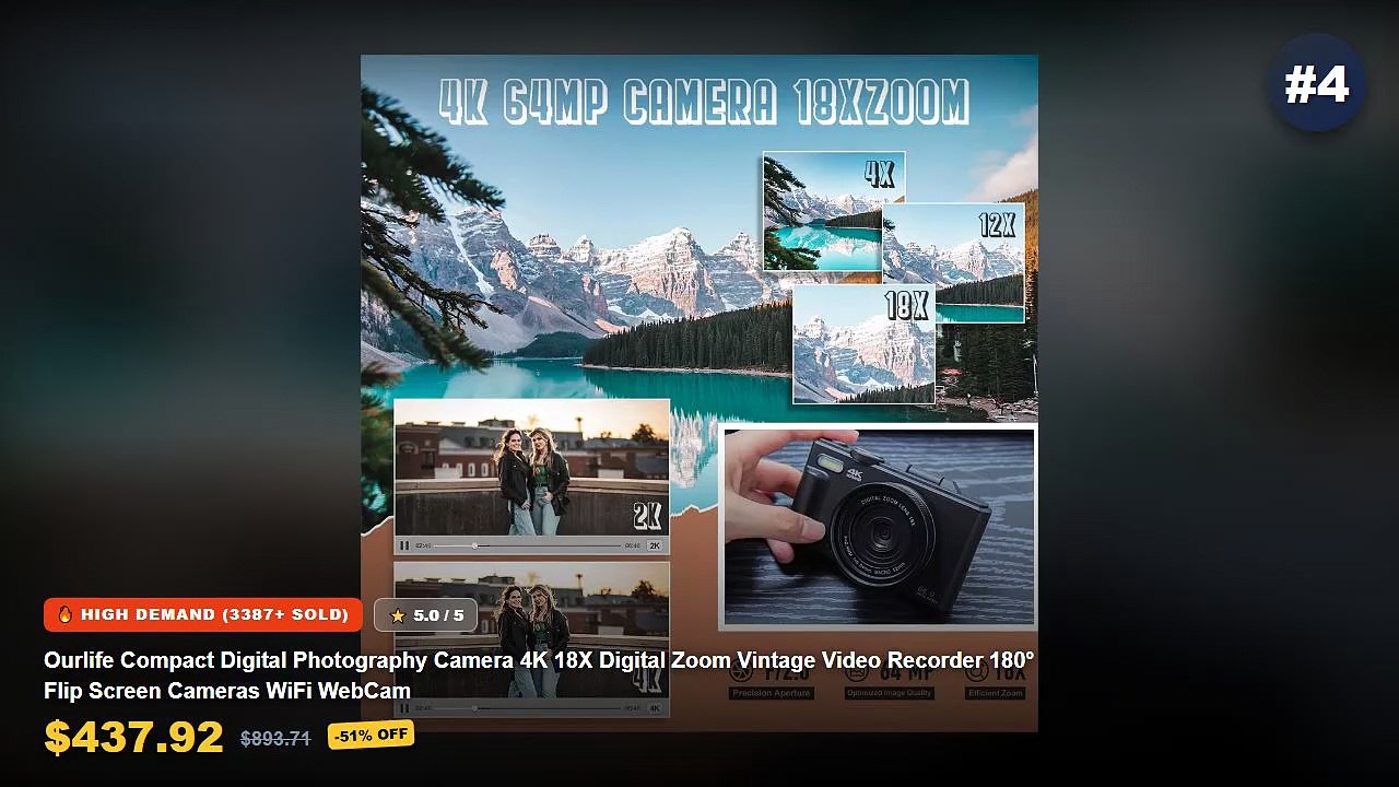 Best Compact Webcam on AliExpress | Review - Ourlife Compact Digital Photography Camera 4K 18X Digital Zoom Vintage Vide...