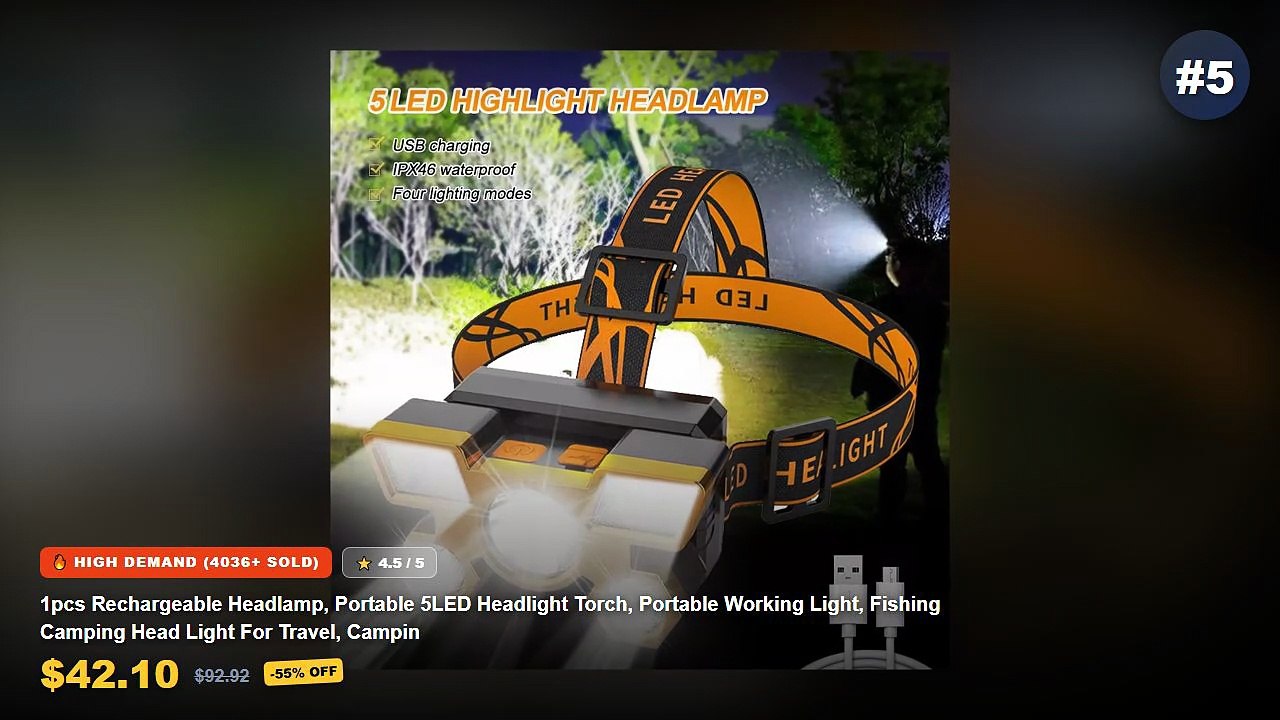 Ultimate Guide to the Best Portable Headlamp - 1pcs Rechargeable Headlamp, Portable 5LED Headlight Torch, Portable Worki...